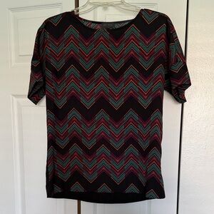 The Limited Chevron Short Sleeve Top - Black, Teal & Burgundy